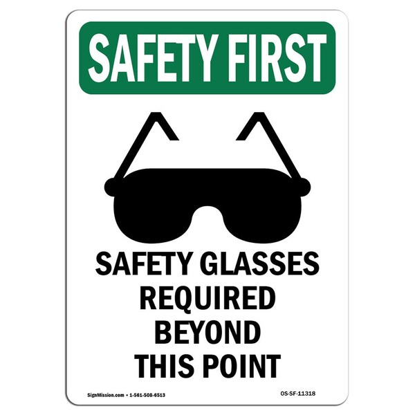 Signmission OSHA Sign, Glasses Required, 14in X 10in Rigid Plastic, 10" W, 14" H, Portrait, OS-SF-P-1014-V-11318 OS-SF-P-1014-V-11318 - main